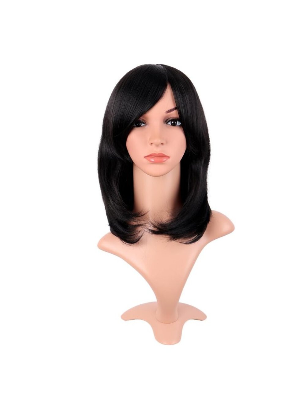16Inch Women's Black-Brown Fashion Bob Wig 40 cm Synthetic fiber Hair Side Bangs